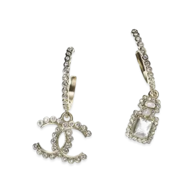 CHANEL Strass & Glass Earrings "Gold"