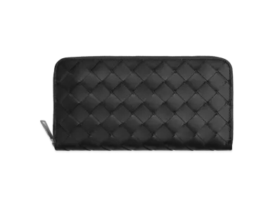 Bottega Veneta Zip Around Wallet "Black Cobalt"