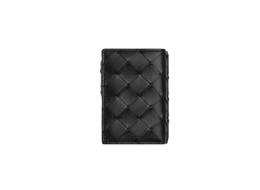 Bottega Veneta Tiny Trifold Wallet "Black Cobalt"