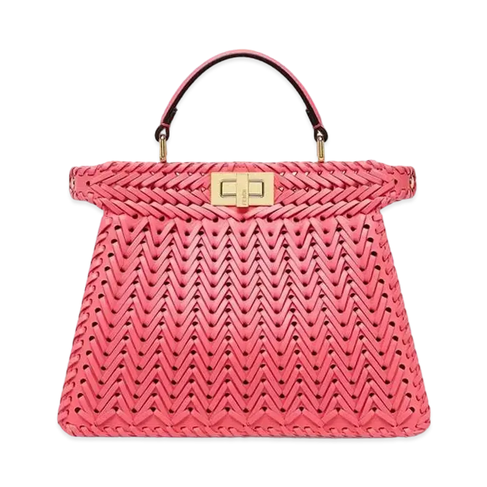 FENDI Peekaboo ISeeU Small Interlace Leather Bag "Pink"