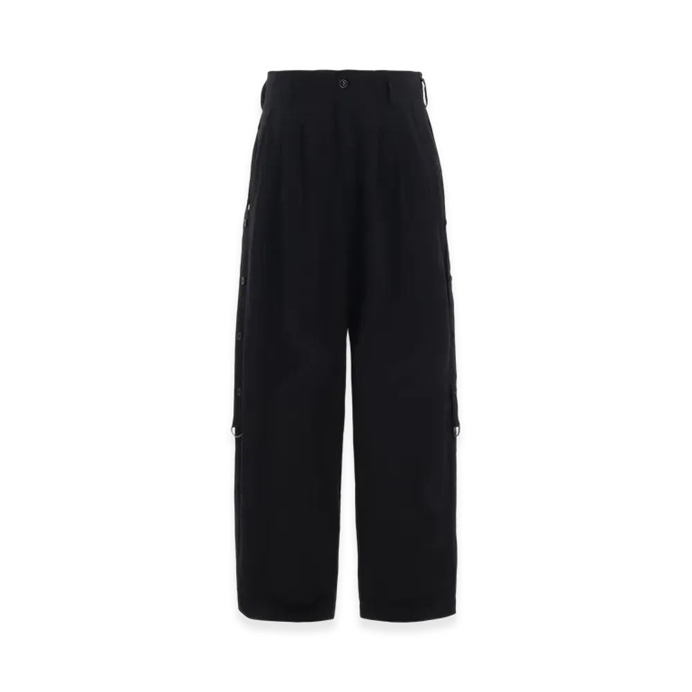 S'YTE Cotton/Linen Dungaree Sidebanded Pants "Black"