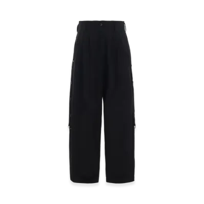 S'YTE Cotton/Linen Dungaree Sidebanded Pants "Black"