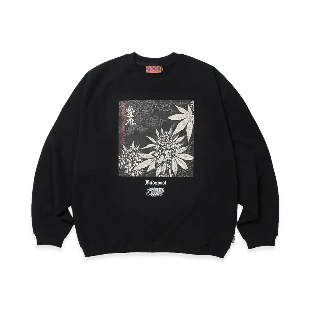 APHRODITEGANG x BUDSPOOL Godbreath Crewneck Sweat Shirts "Black"