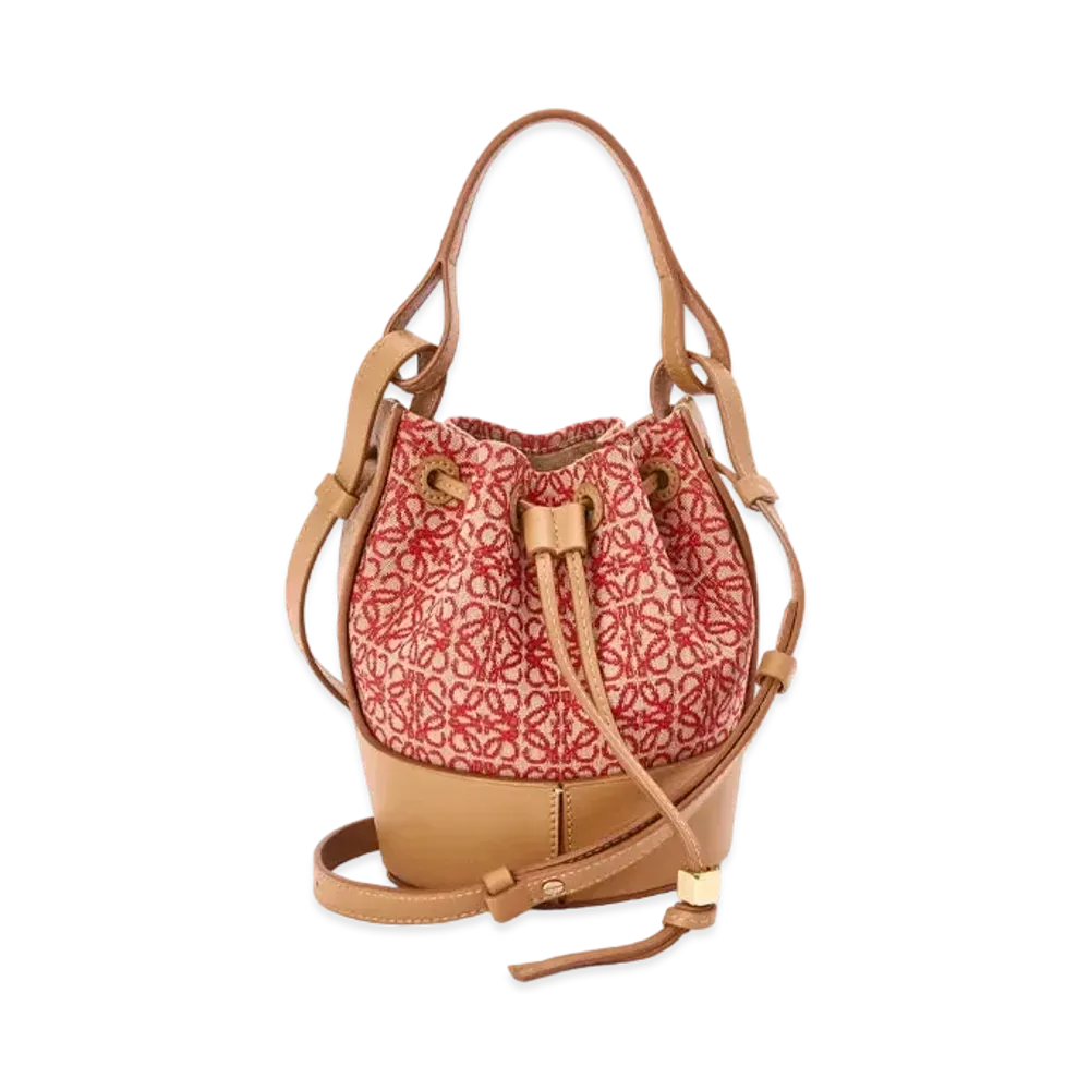 LOEWE Mini Balloon Bag In Anagram Jacquard And Calfskin "Red/Warm Desert"