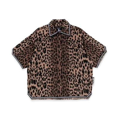 A BATHING APE x KAZUKI KURAISHI Leopard Jacquard S/S Shirt "Beige"