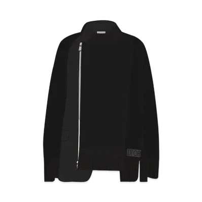 Dior x Sacai Knit Hybrid Jacket Technical Wool Cotton Cashmere "Black"