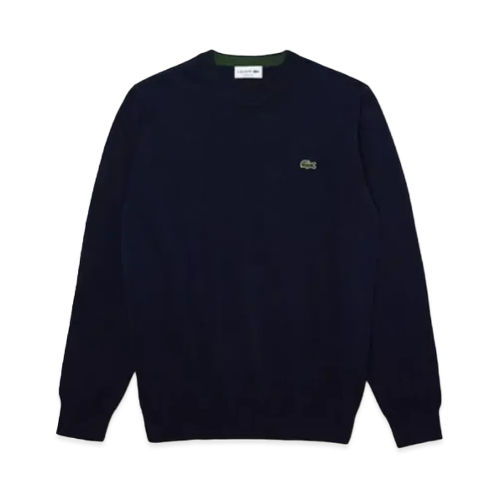LACOSTE Organic Cotton Crew Neck Sweater "Navy"