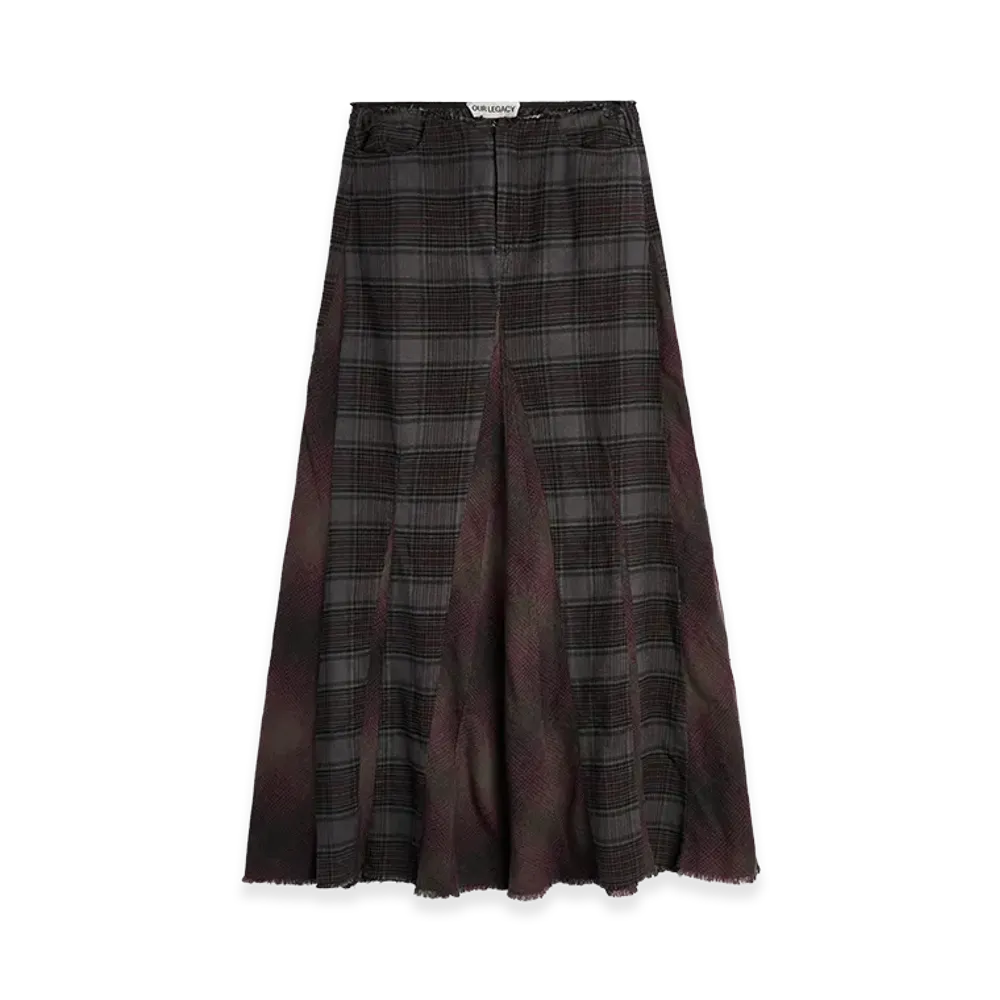 OUR LEGACY Women's Rebel Skirt "Dusty Merlot Check Flannel"