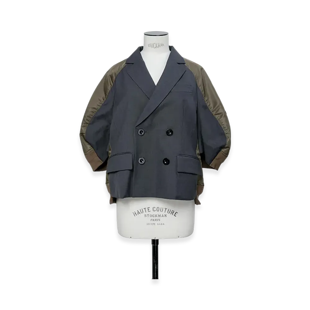 sacai Suiting x Nylon Twill Jacket "Gray/Dark Khaki"