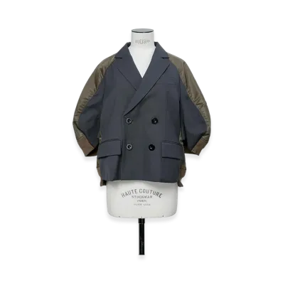 sacai Suiting x Nylon Twill Jacket "Gray/Dark Khaki"