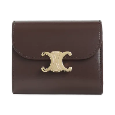 CELINE Chestnut Leather Small Flap Wallet "Brown"