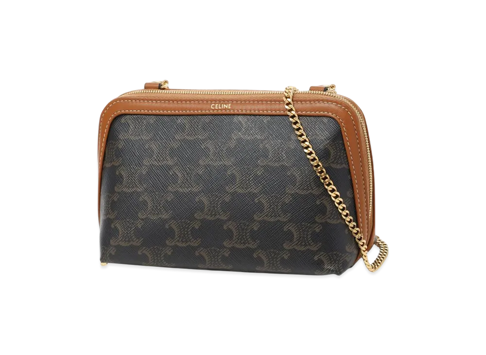 CELINE Clutch On Chain Triomphe Canvas "Tan"