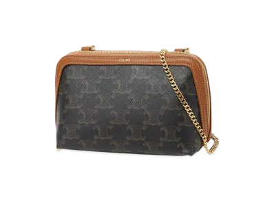 CELINE Clutch On Chain Triomphe Canvas "Tan"