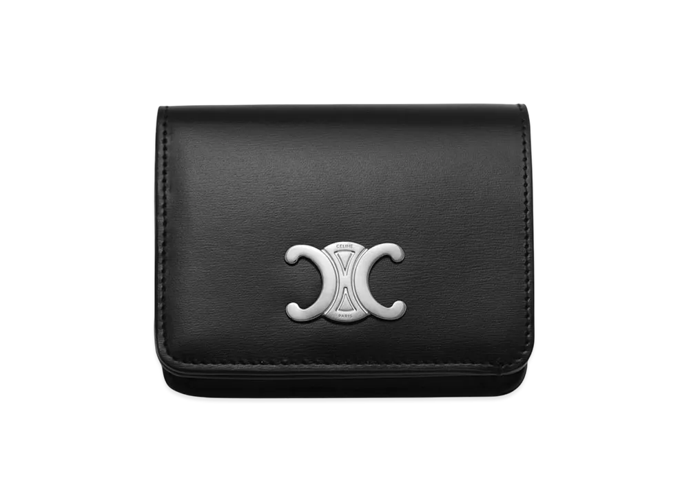 CELINE Triomphe Compact Wallet "Black"