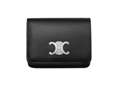 CELINE Triomphe Compact Wallet "Black"