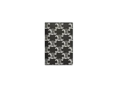 CELINE Vertical Card Holder in Triomphe Canvas Two-Tone "Black/White"