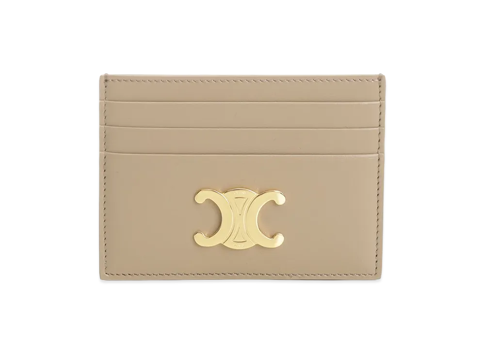 CELINE Women's Triomphe Card Holder Shiny Calfskin "Beige"
