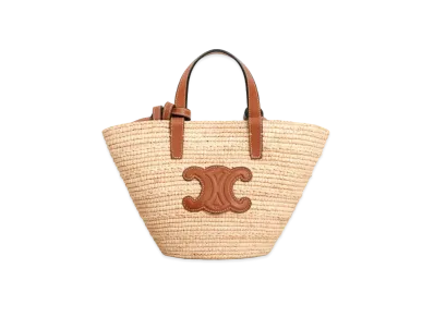 CELINE Nano Supple Classic Panier in Raffia and Calfskin "Natural/Tan"