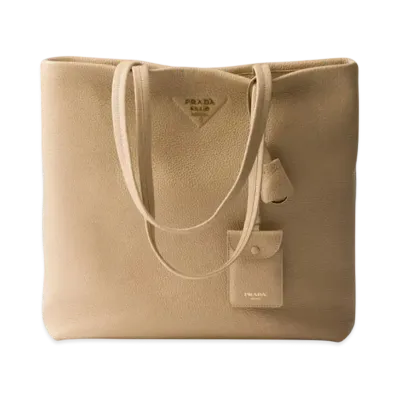 PRADA Large Leather Tote Bag "Sand Beige"