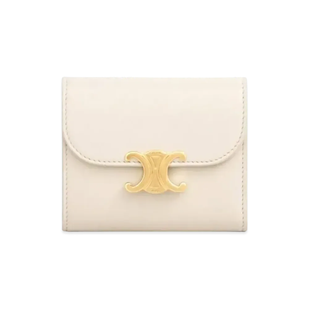 CELINE Small Triomphe Wallet in Shiny Smooth Lambskin "Ivory"