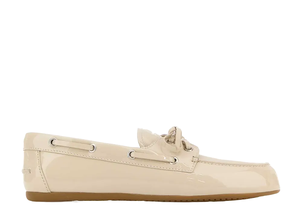 MIU MIU Women's Leather Deck Shoes "White"