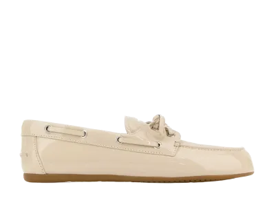MIU MIU Women's Leather Deck Shoes "White"