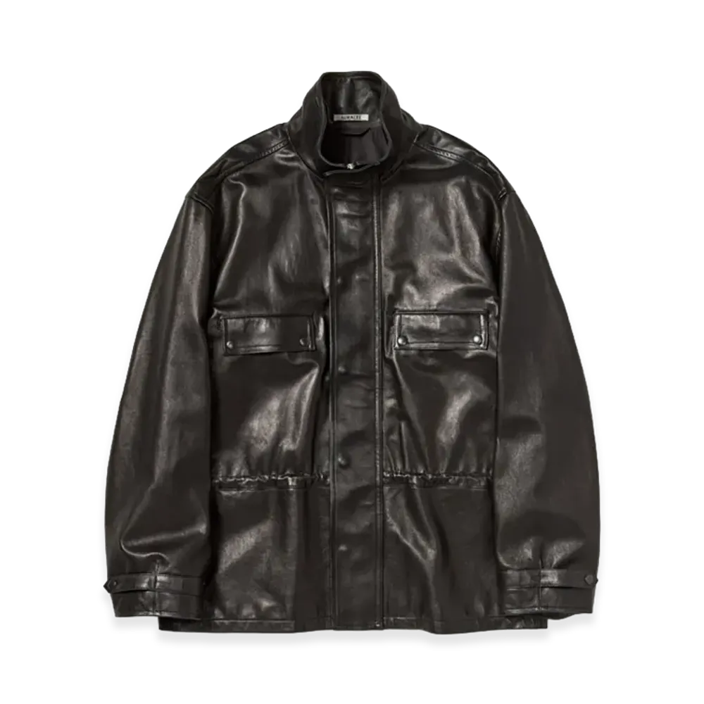 AURALEE Women's Textured Lamb Leather Blouson "Black"