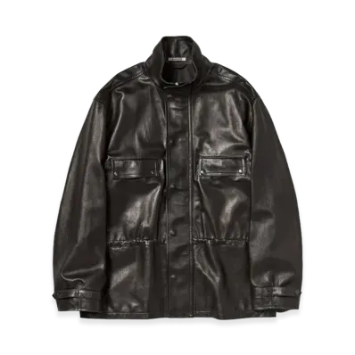 AURALEE Women's Textured Lamb Leather Blouson "Black"