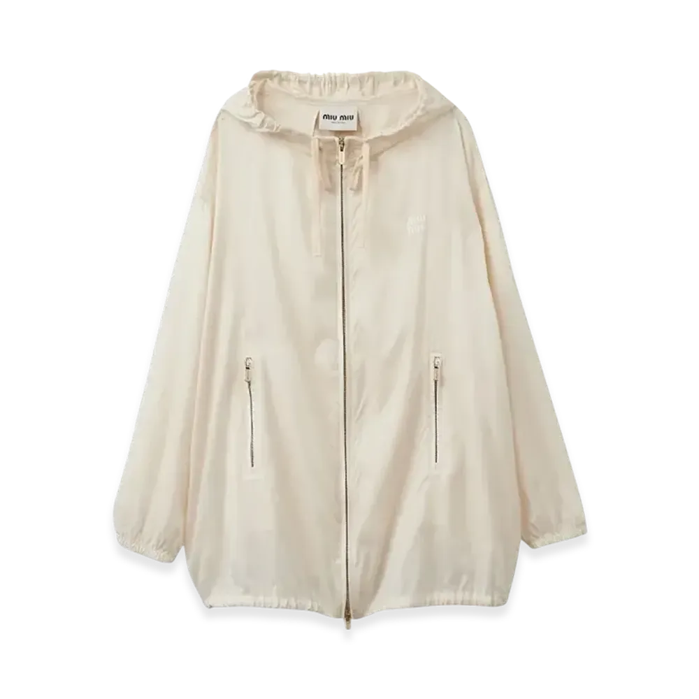 MIU MIU Women's Technical Silk Blouson Jacket "Ivory"