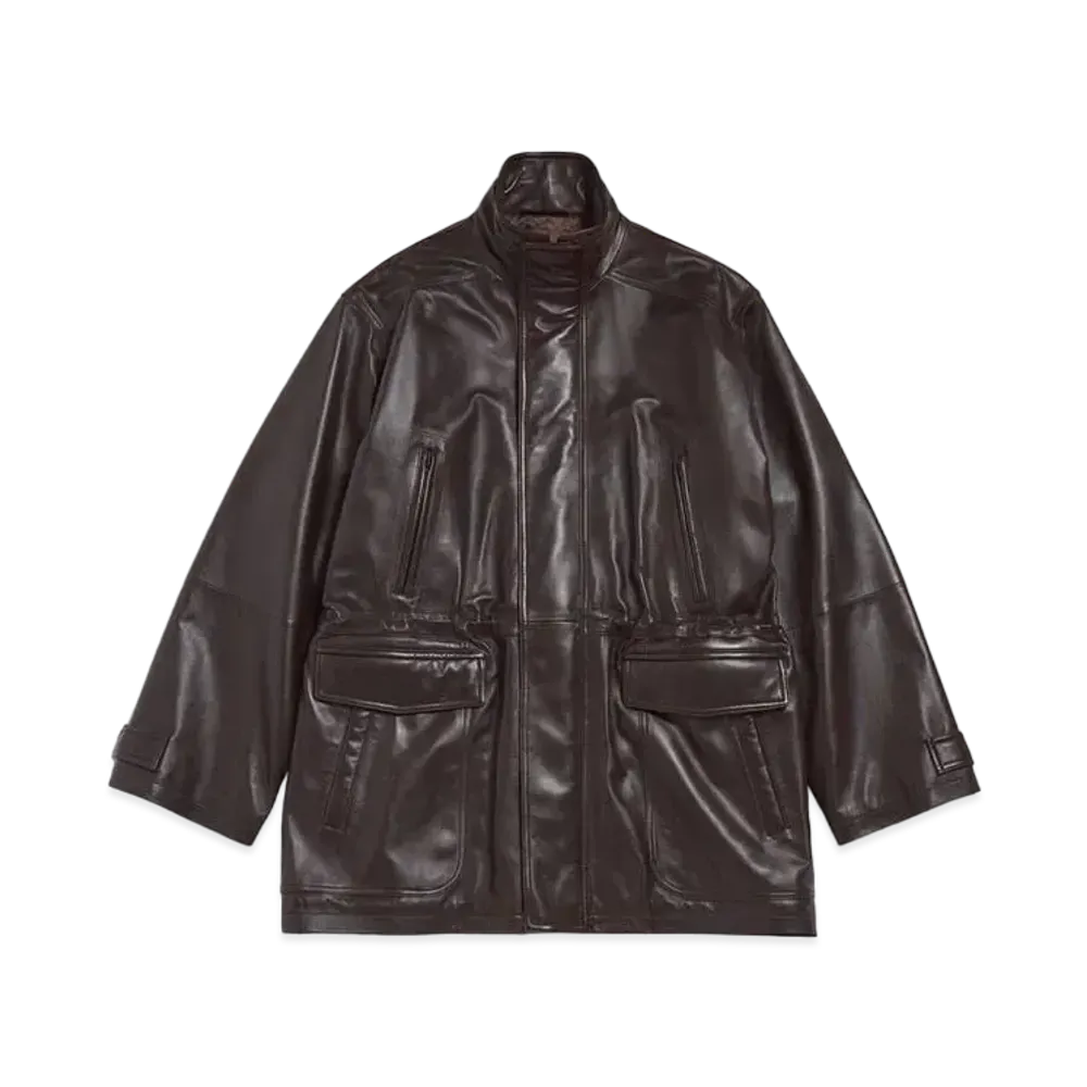 BALENCIAGA Parka In Light Soft Semi Shiny Lambskin "Dark Brown"