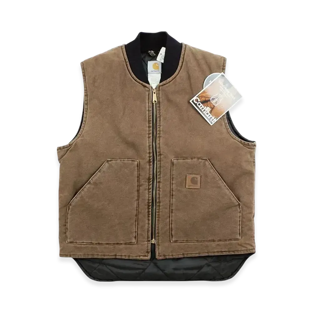 Carhartt WIP Sandstone Duck Arctic Vest Made In America Deadstock "Dark Brown"