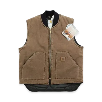 Carhartt WIP Sandstone Duck Arctic Vest Made In America Deadstock "Dark Brown"