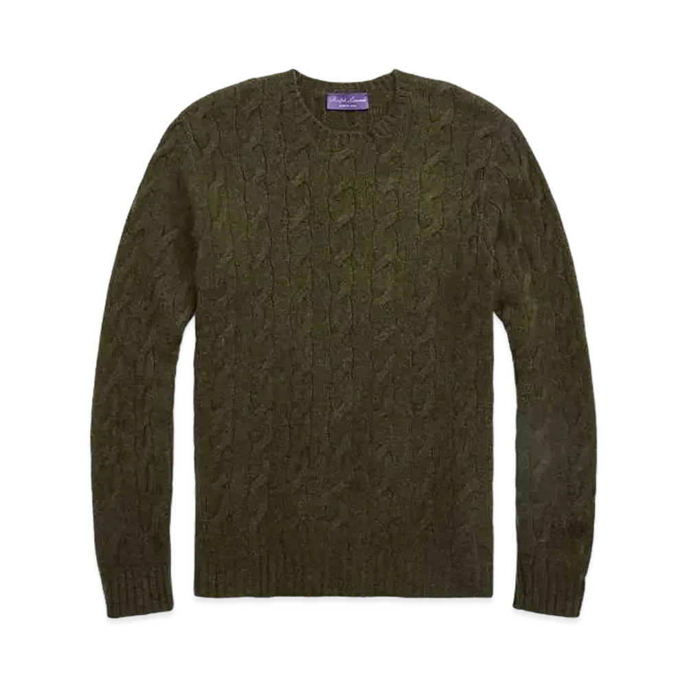 Ralph Lauren Purple Label Cable Knit Cashmere Sweater "Green"