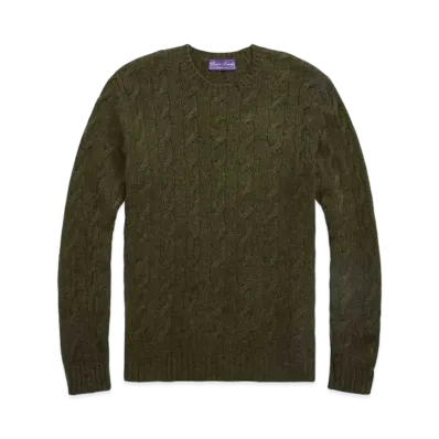 Ralph Lauren Purple Label Cable Knit Cashmere Sweater "Green"