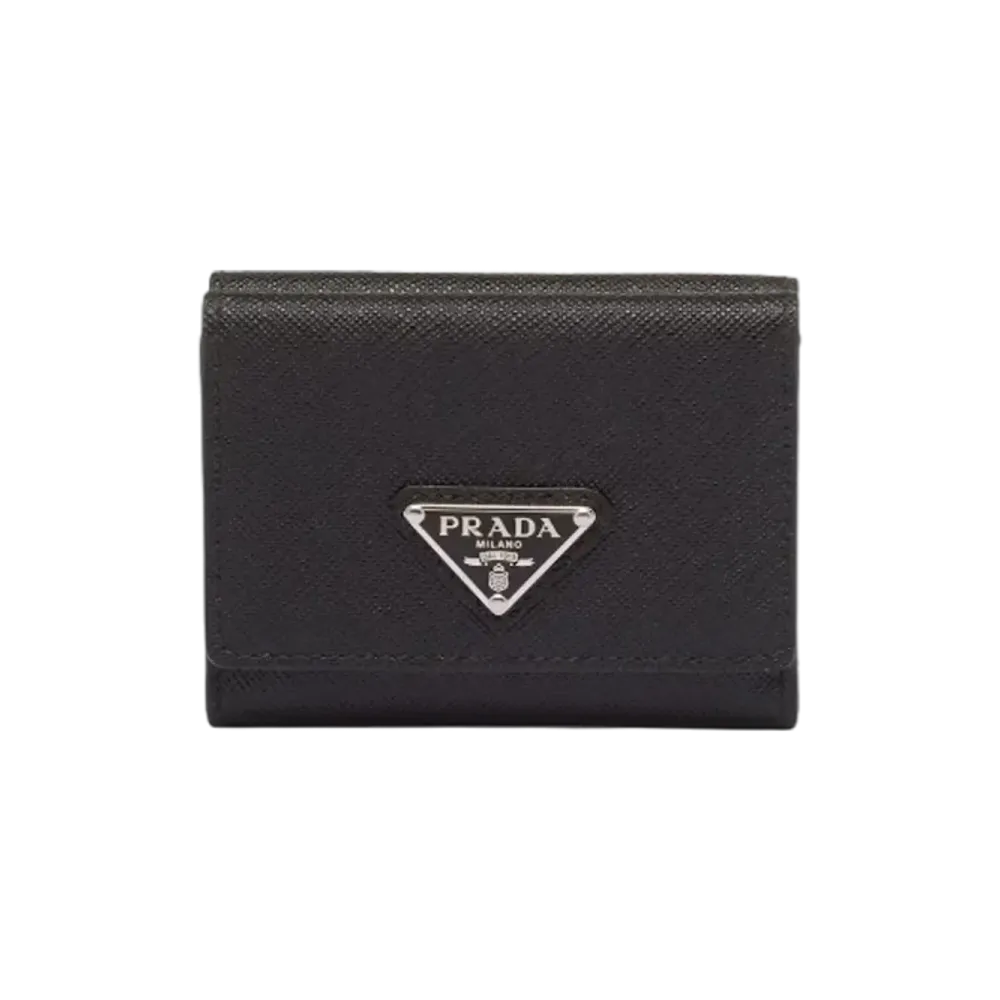 PRADA Saffiano Triangle Wallet "Black"
