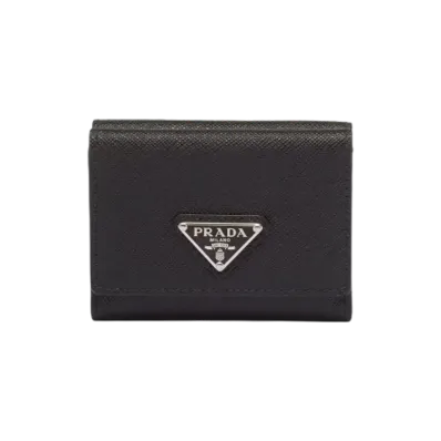 PRADA Saffiano Triangle Wallet "Black"