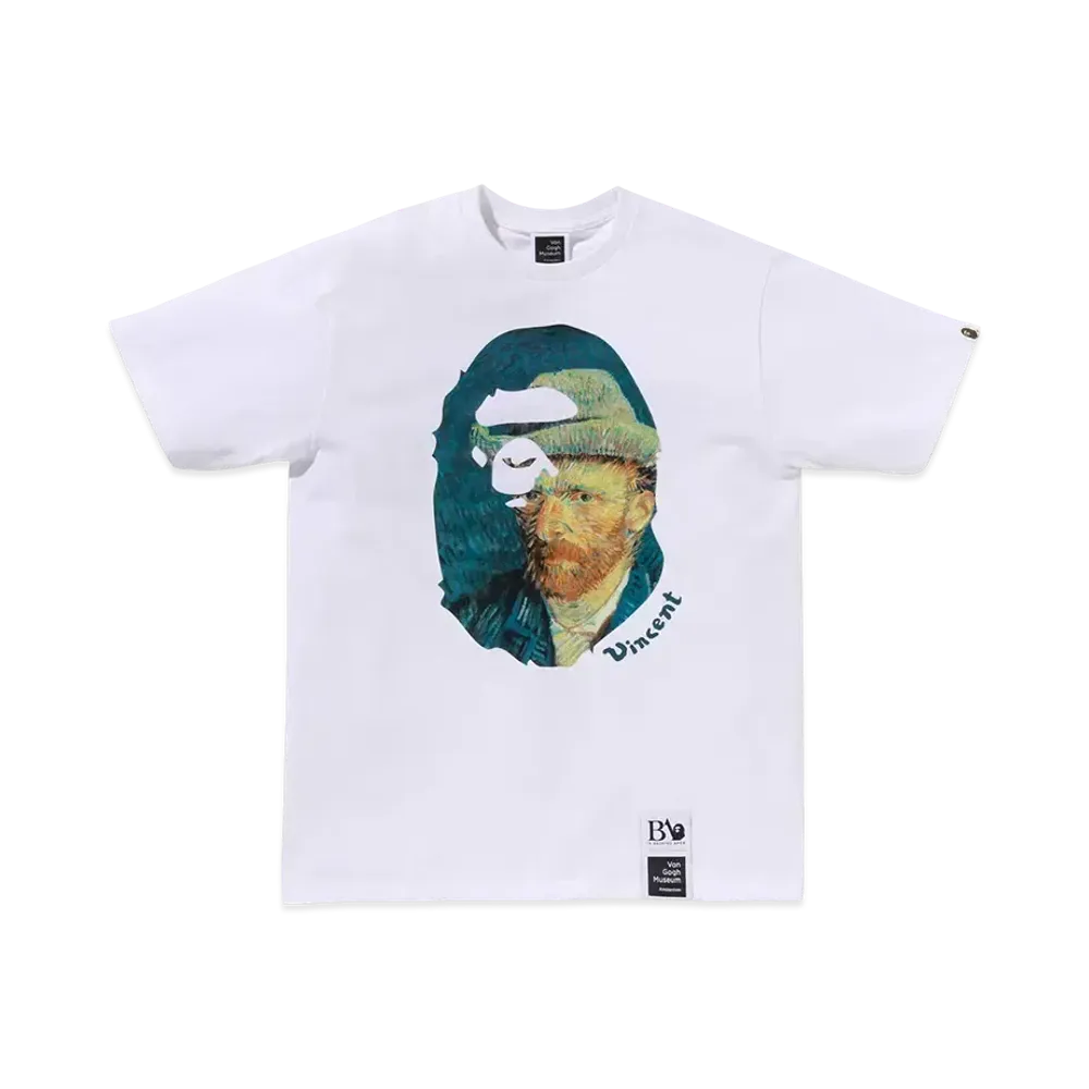 A BATHING APE x Van Gogh Museum Ape Head Canvas Art Tee "White"