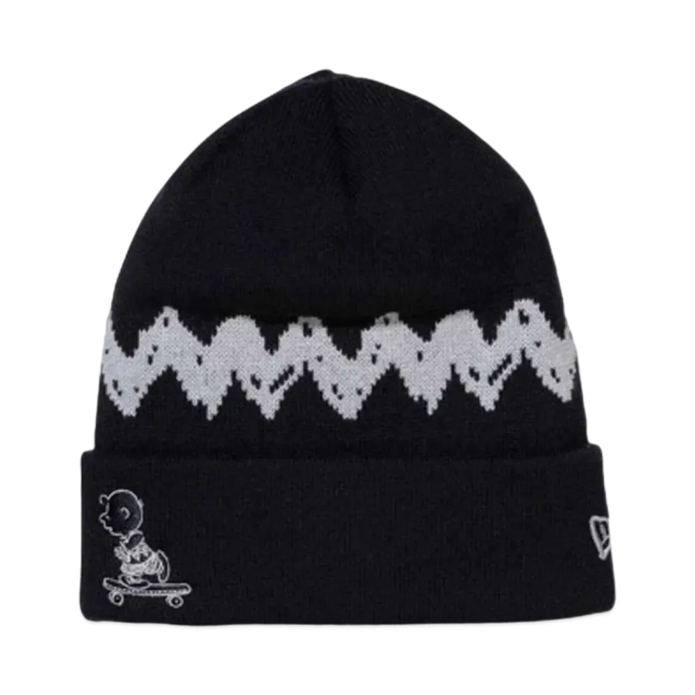NEW ERA x PEANUTS Basic Cuff Knit Charlie Brown Skateboard "Black"