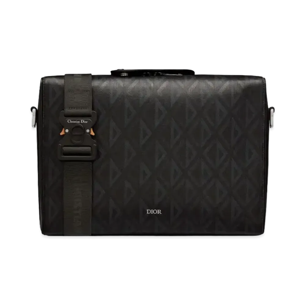 Dior Dior Lingot Messenger Bag CD Diamond Canvas & Smooth Calfskin "Black"