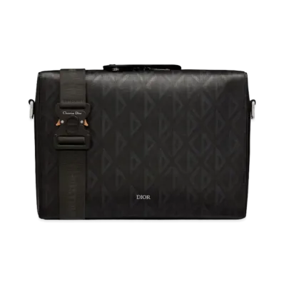 Dior Dior Lingot Messenger Bag CD Diamond Canvas & Smooth Calfskin "Black"