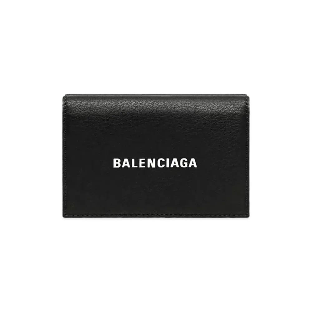 BALENCIAGA Cash Mini Wallet Grained Calfskin "Black/White"