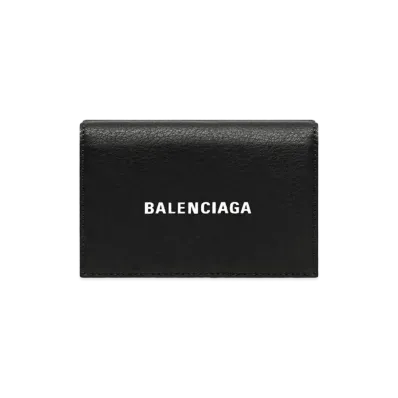 BALENCIAGA Cash Mini Wallet Grained Calfskin "Black/White"