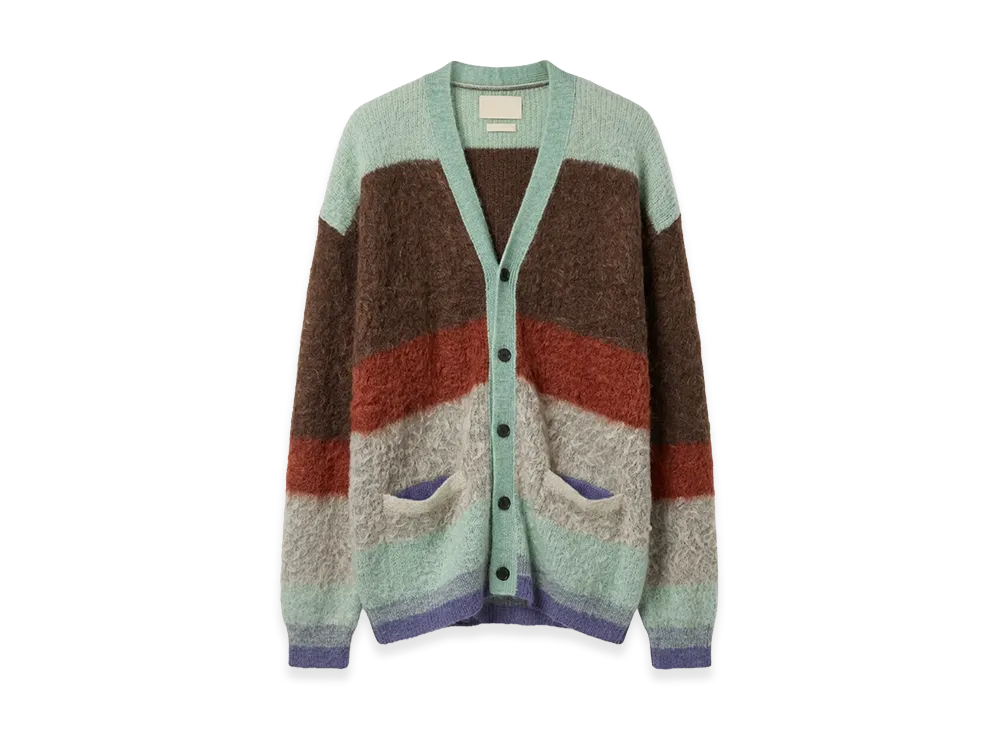 YOKE Mohair Border Cardigan "Brown"
