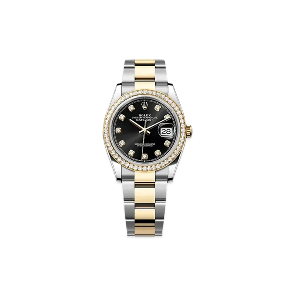ROLEX Datejust 36mm Oystersteel & Yellow Gold Diamond 126283RBR "Bright Black"