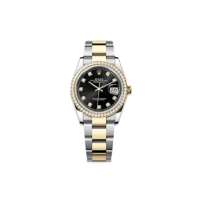 ROLEX Datejust 36mm Oystersteel & Yellow Gold Diamond 126283RBR "Bright Black"