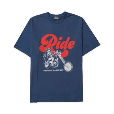 HYSTERIC GLAMOUR Ride A Motorcycle T-Shirt "Navy"