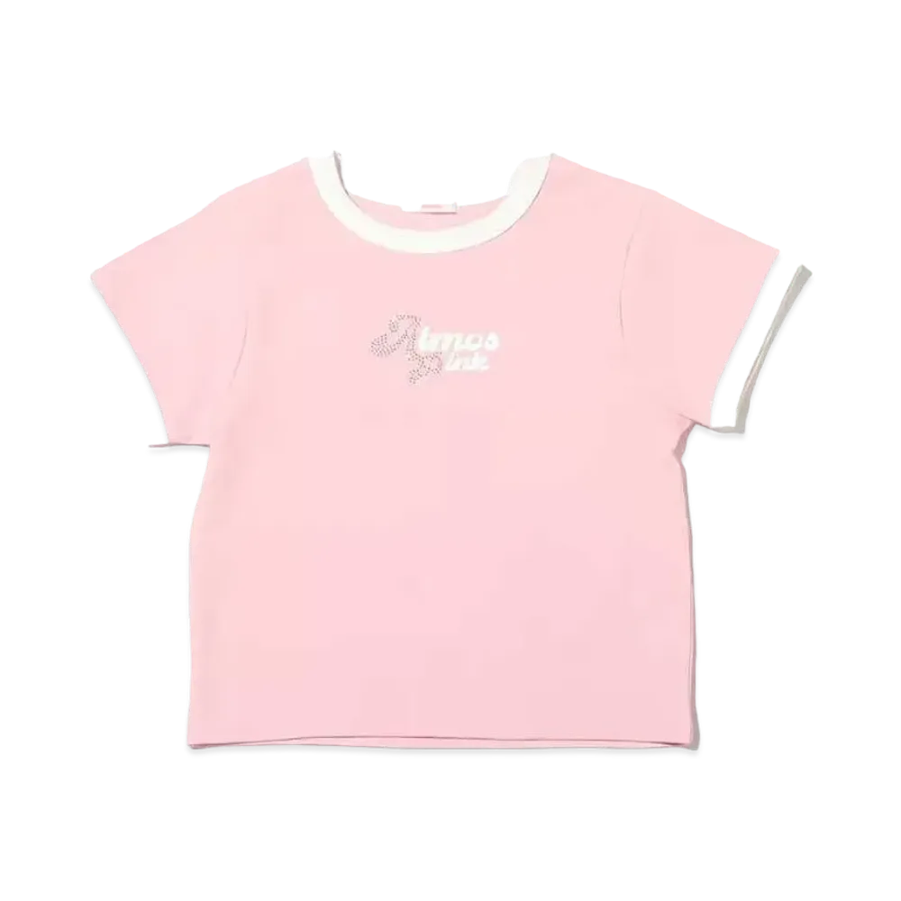 atmos pink Rhinestone Ringer T "Pink"