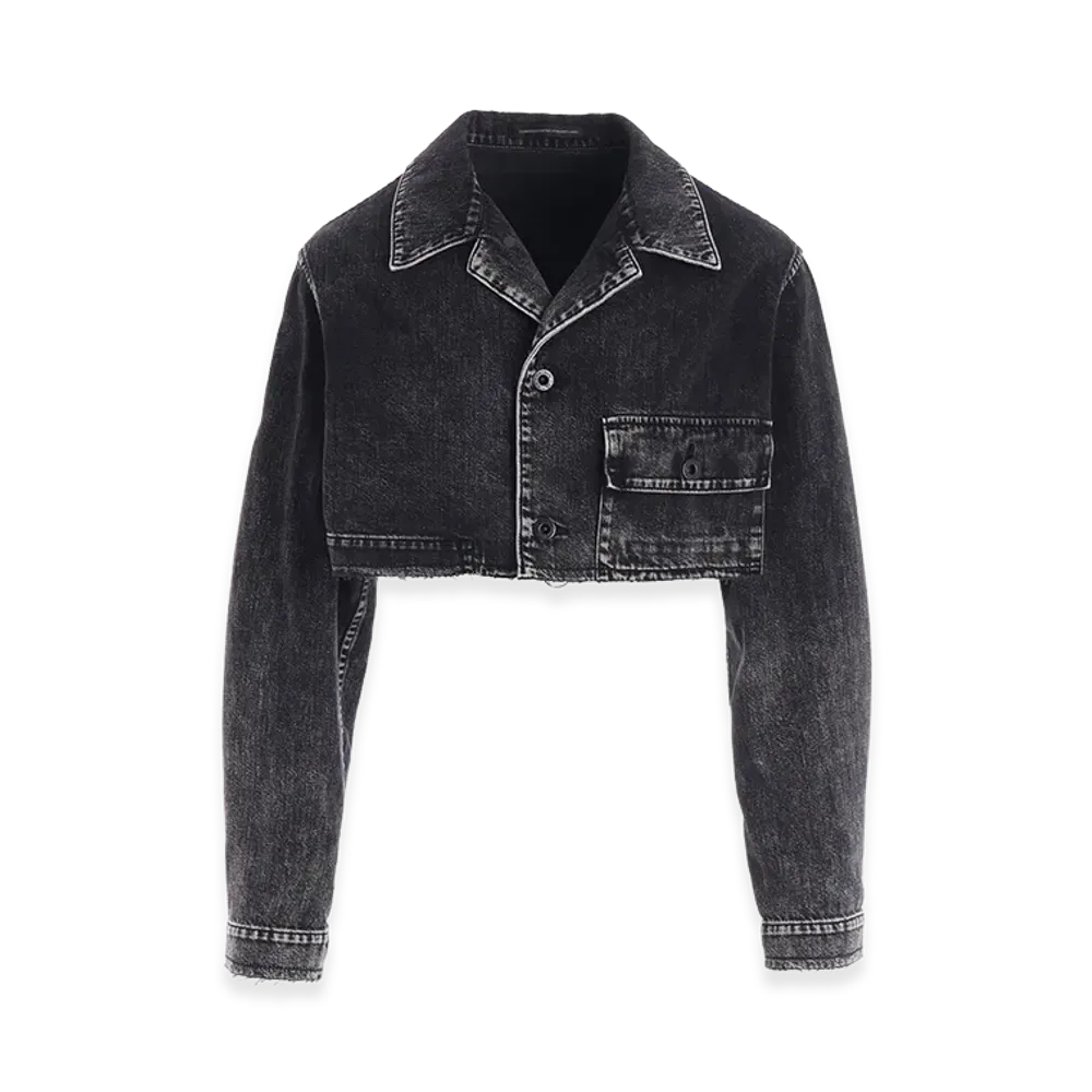 Y's 8oz Denim Chemical Wash Short Blouson "Black"