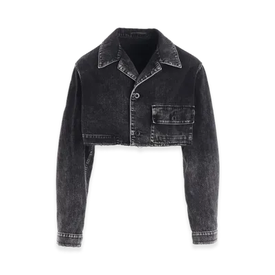 Y's 8oz Denim Chemical Wash Short Blouson "Black"