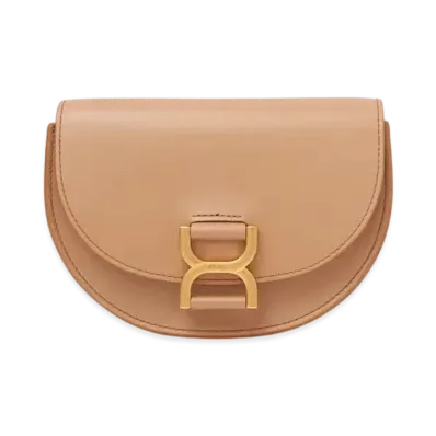 Chloe Mini Marcie Flap Bag In Leather "Light Tan"